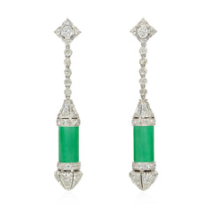 Art Deco diamond earrings with interchangeable tubular sections
