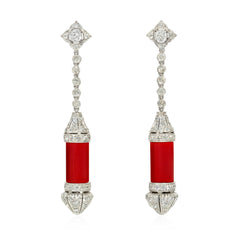 Art Deco diamond earrings with interchangeable tubular sections