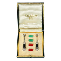 Art Deco diamond earrings with interchangeable tubular sections