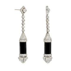 Art Deco diamond earrings with interchangeable tubular sections