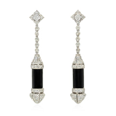 Art Deco diamond earrings with interchangeable tubular sections