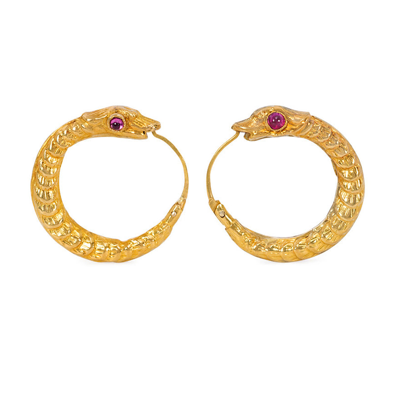 Antique Gold Snake Earrings
