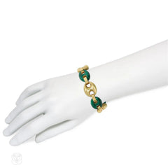 Malachite and gold Nautical bracelet
