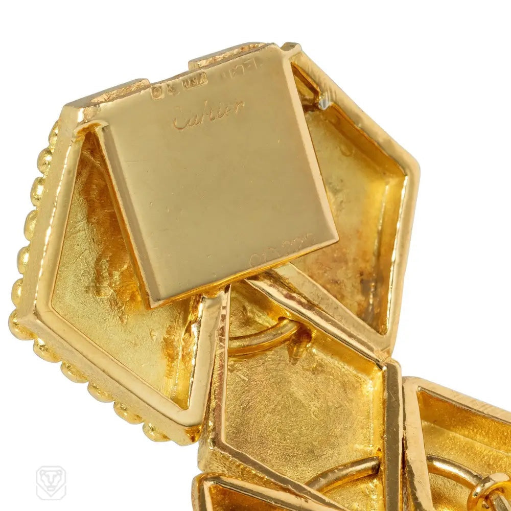 Mid-Century Georges Lenfant for Cartier gold lozenge link bracelet