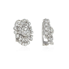 Mid-Century diamond and platinum stylized flower earrings