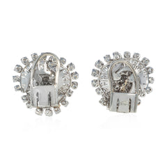 Mid-Century diamond and platinum stylized flower earrings