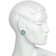 Mid-Century turquoise and multi-gem earrings