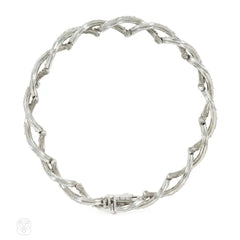 Mid-Century twisted diamond and platinum bracelet