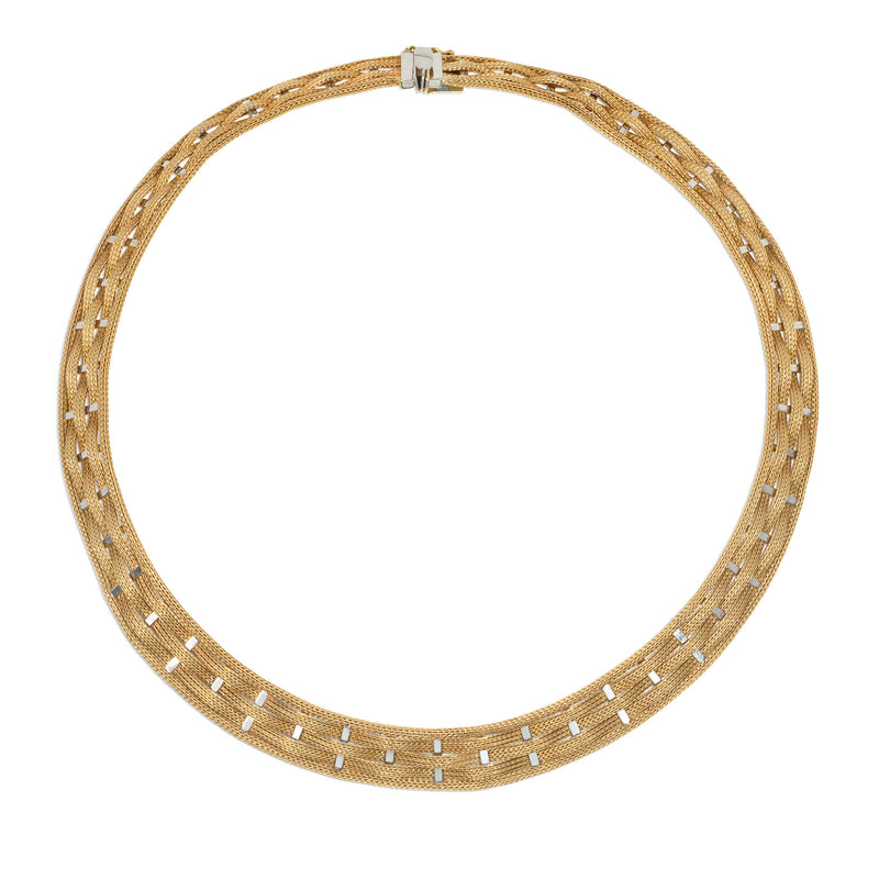 Gold basketweave necklace