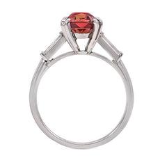 Padparadscha sapphire and platinum ring