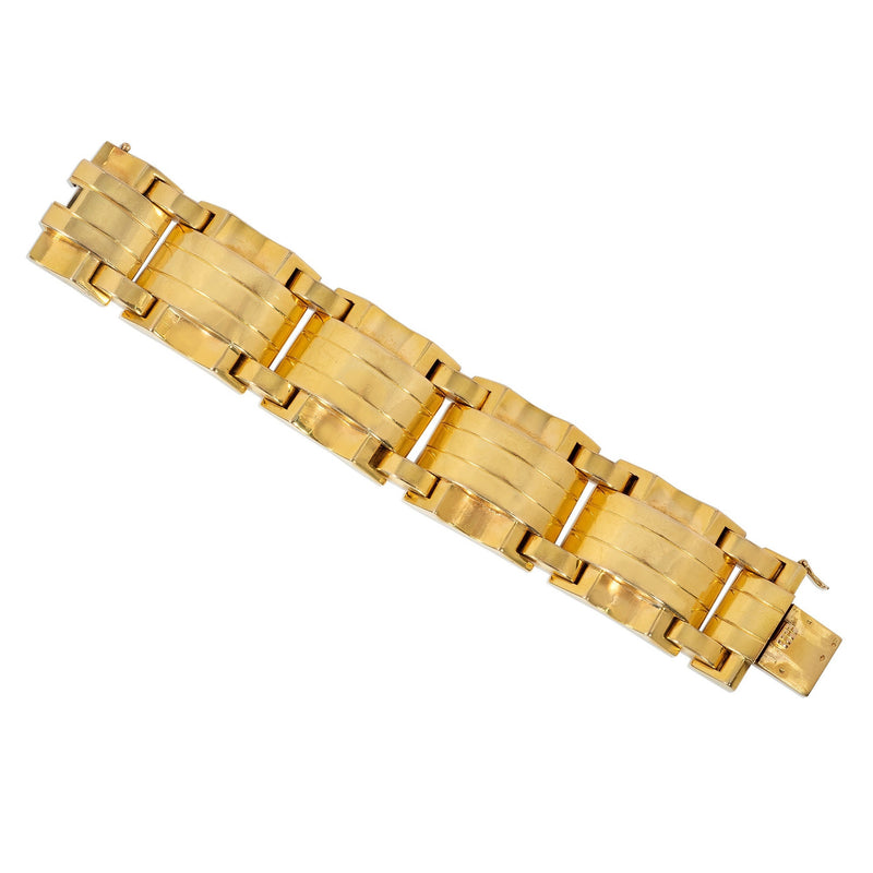 Retro French large scale gold tank bracelet