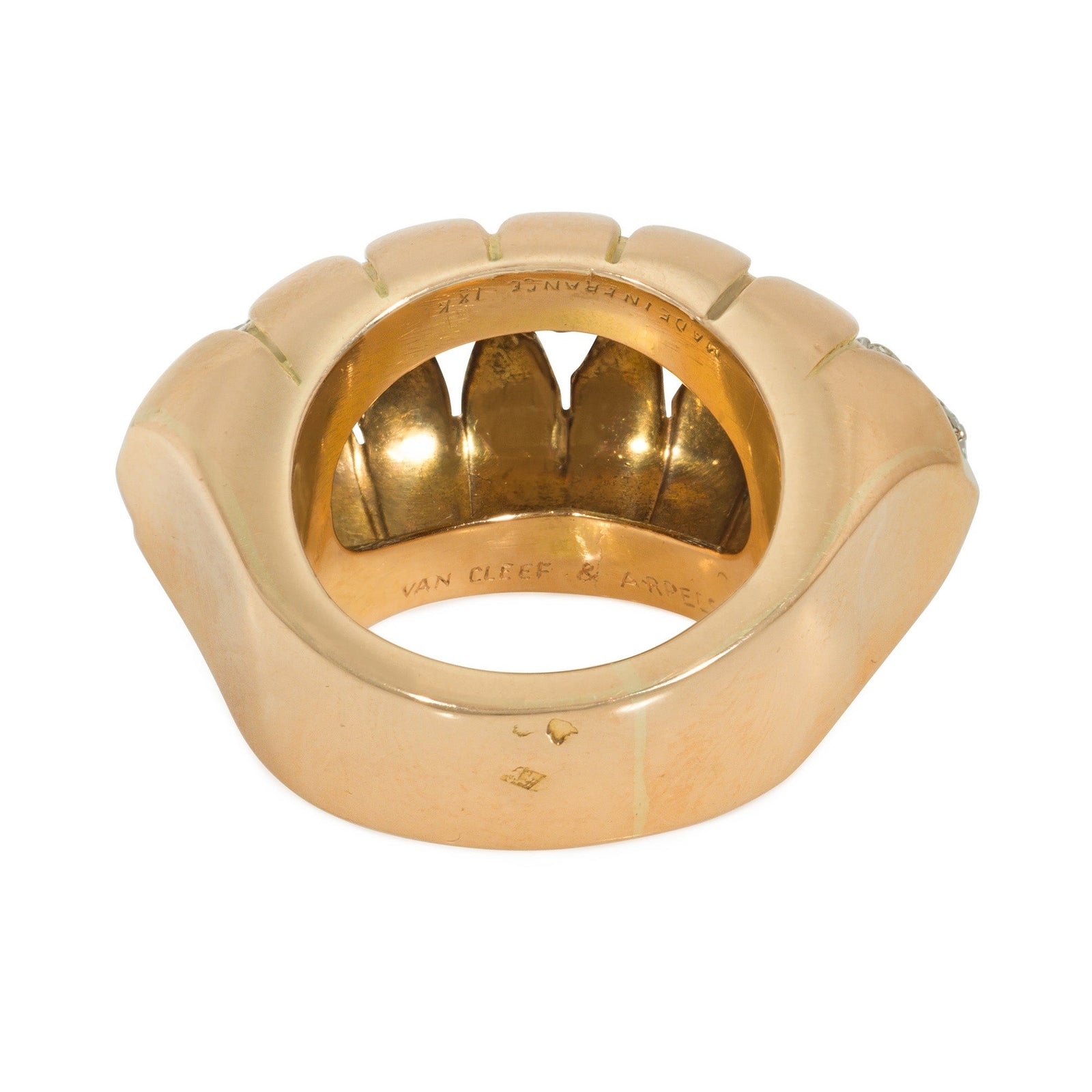 Retro Van Cleef & Arpels rose gold and diamond bombé ring