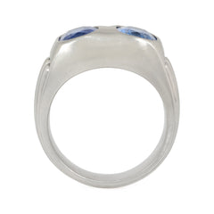 Retro two-stone Ceylon sapphire ring