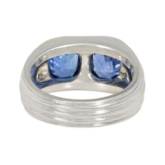 Retro two-stone Ceylon sapphire ring