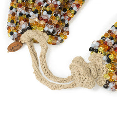 Multi-row acrylic bead necklace in browns and whites