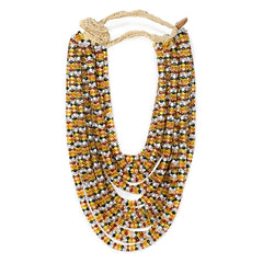 Multi-row acrylic bead necklace in browns and whites