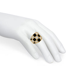 Van Cleef & Aprels onyx and diamond checkerboard ring