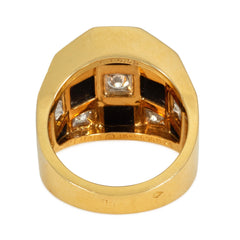 Van Cleef & Aprels onyx and diamond checkerboard ring