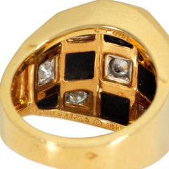 Van Cleef & Aprels onyx and diamond checkerboard ring