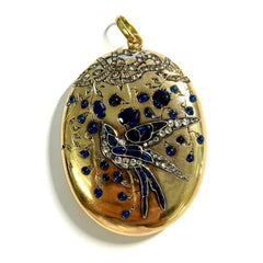Antique sapphire and diamond bird pendant