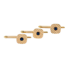 Mid-century gold and sapphire cufflinks and stud set