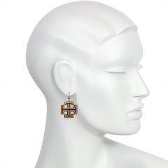 Victorian pique maltese cross earrings