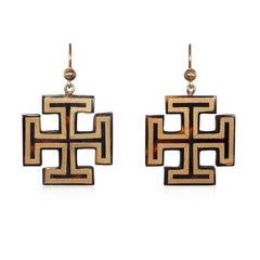 Victorian pique maltese cross earrings