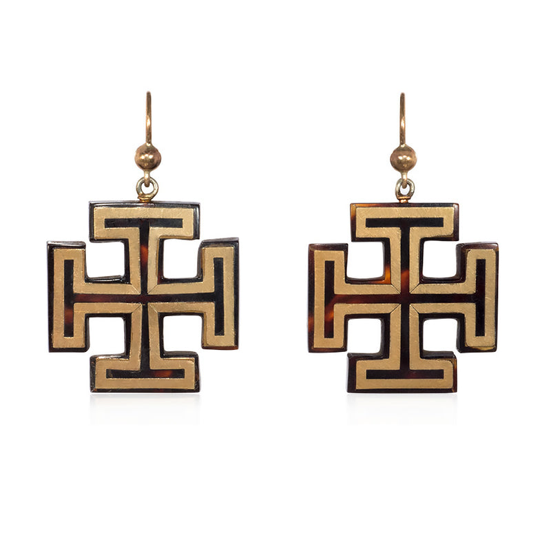 Victorian pique maltese cross earrings