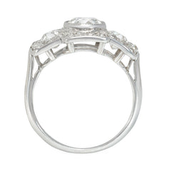 Edwardian three-stone old European cut diamond ring