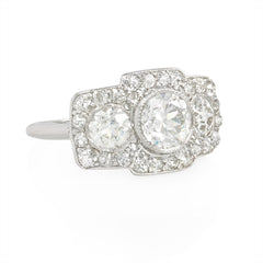 Edwardian three-stone old European cut diamond ring
