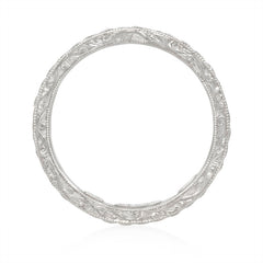 Hand engraved platinum and diamond eternity band