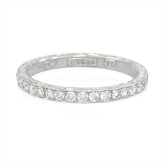 Hand engraved platinum and diamond eternity band