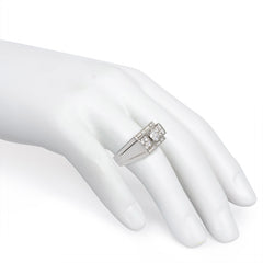 French Art Deco geometric diamond and platinum ring