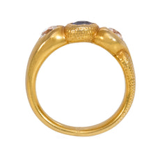 Antique gold, sapphire and diamond gypsy ring