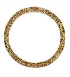 Two-color woven gold necklace