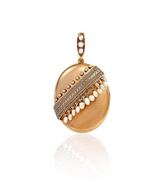 Antique gold locket with pearl fringe
