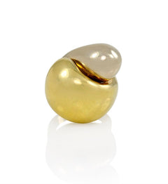 Two-color gold sculptural bypass ring