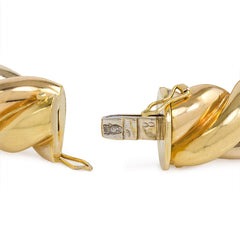 Three-color gold twist bangle