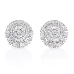 Diamond earrings of circular radiating design