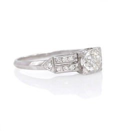 Art Deco European cut diamond and platinum ring