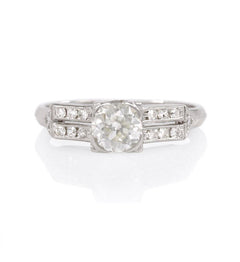 Art Deco European cut diamond and platinum ring