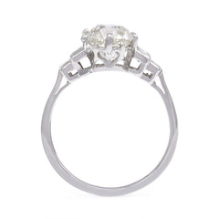 Stepped design diamond and platinum engagement ring