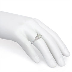 Stepped design diamond and platinum engagement ring