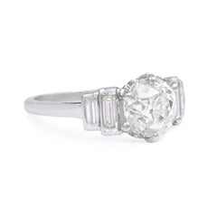 Stepped design diamond and platinum engagement ring