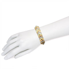 Three-color gold and diamond bracelet
