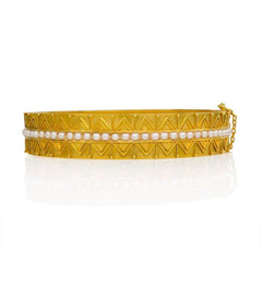 Antique gold and pearl etruscan bangle