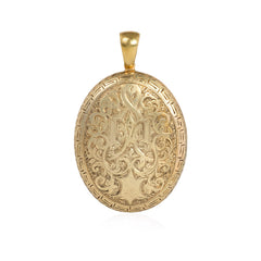 Antique gold double-sided engraved locket