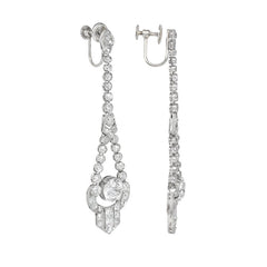Art Deco old cut diamond and platinum earrings