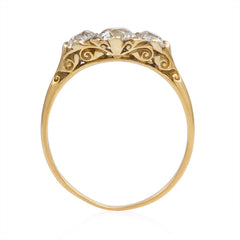 Antique half hoop three-stone diamond ring