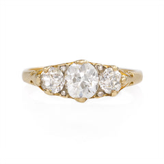 Antique half hoop three-stone diamond ring